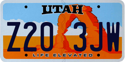 UT license plate Z203JW