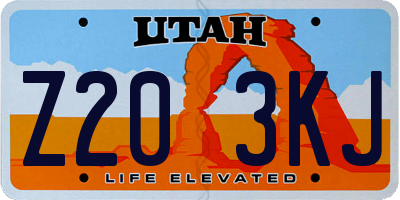 UT license plate Z203KJ