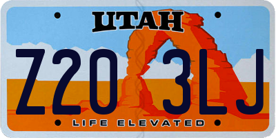 UT license plate Z203LJ