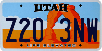 UT license plate Z203NW