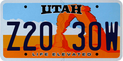 UT license plate Z203OW