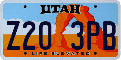 UT license plate Z203PB