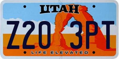 UT license plate Z203PT