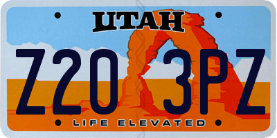 UT license plate Z203PZ