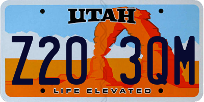 UT license plate Z203QM