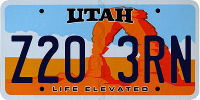 UT license plate Z203RN