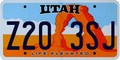 UT license plate Z203SJ