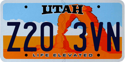 UT license plate Z203VN