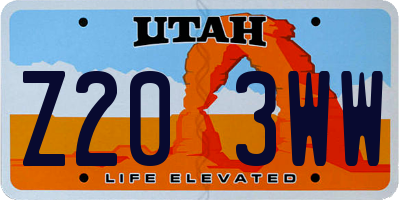 UT license plate Z203WW