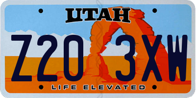 UT license plate Z203XW