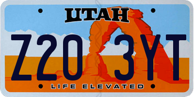 UT license plate Z203YT