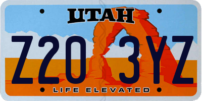 UT license plate Z203YZ