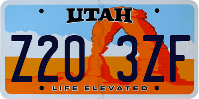 UT license plate Z203ZF