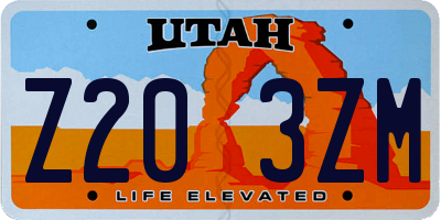 UT license plate Z203ZM