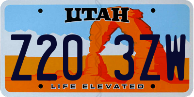 UT license plate Z203ZW