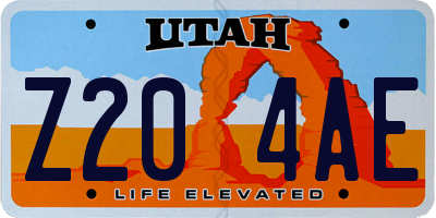 UT license plate Z204AE