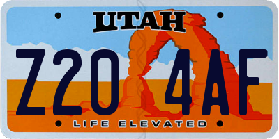 UT license plate Z204AF