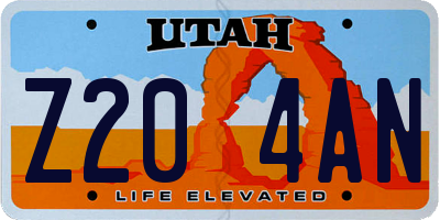 UT license plate Z204AN