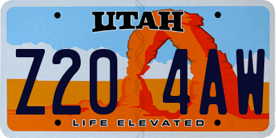 UT license plate Z204AW