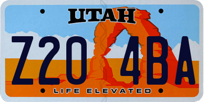 UT license plate Z204BA