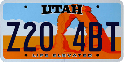 UT license plate Z204BT