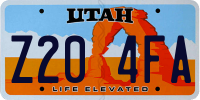 UT license plate Z204FA