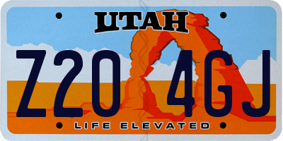 UT license plate Z204GJ