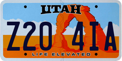 UT license plate Z204IA