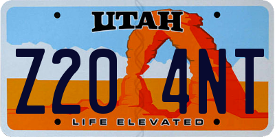 UT license plate Z204NT