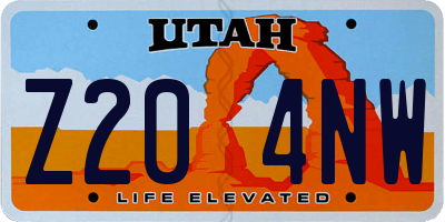 UT license plate Z204NW