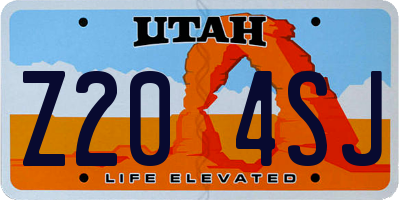 UT license plate Z204SJ
