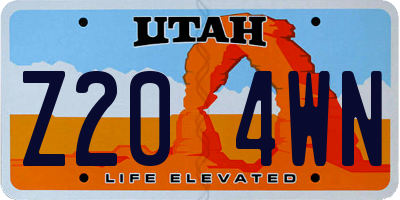 UT license plate Z204WN
