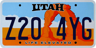 UT license plate Z204YG