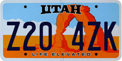 UT license plate Z204ZK