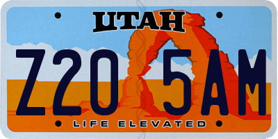 UT license plate Z205AM