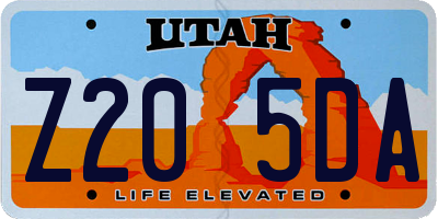 UT license plate Z205DA