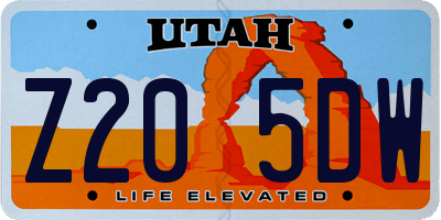 UT license plate Z205DW