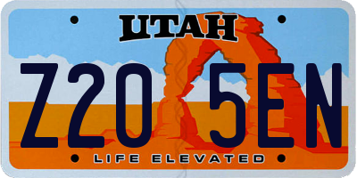 UT license plate Z205EN