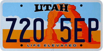 UT license plate Z205EP