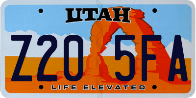 UT license plate Z205FA