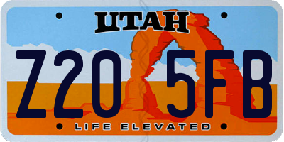 UT license plate Z205FB