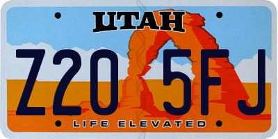 UT license plate Z205FJ