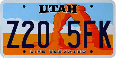 UT license plate Z205FK