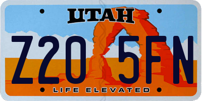 UT license plate Z205FN