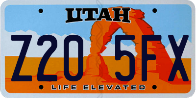 UT license plate Z205FX