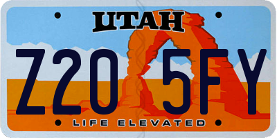 UT license plate Z205FY