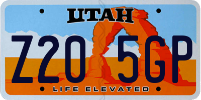 UT license plate Z205GP