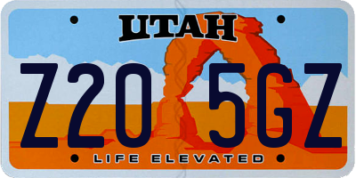 UT license plate Z205GZ