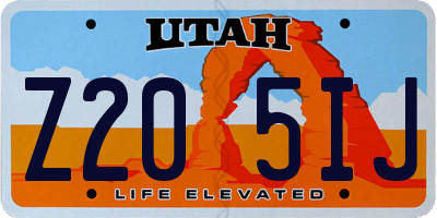 UT license plate Z205IJ