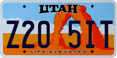 UT license plate Z205IT